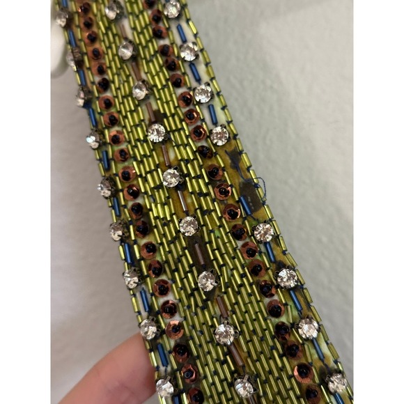 Vintage Cache Silk Halter Maxi Dress US 2 Beaded Paisley Print Evening - Picture 14 of 15